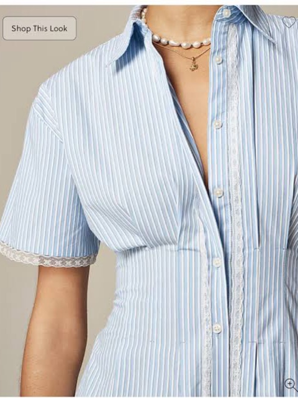J. Crew Wren Lace Trim Shirt Dress Striped Button-Front Midi - Picture 2 of 7